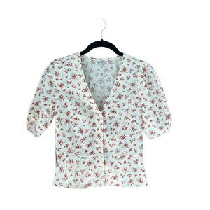NWT Reformation Ama Floral Short Sleeve Blouse Size 0